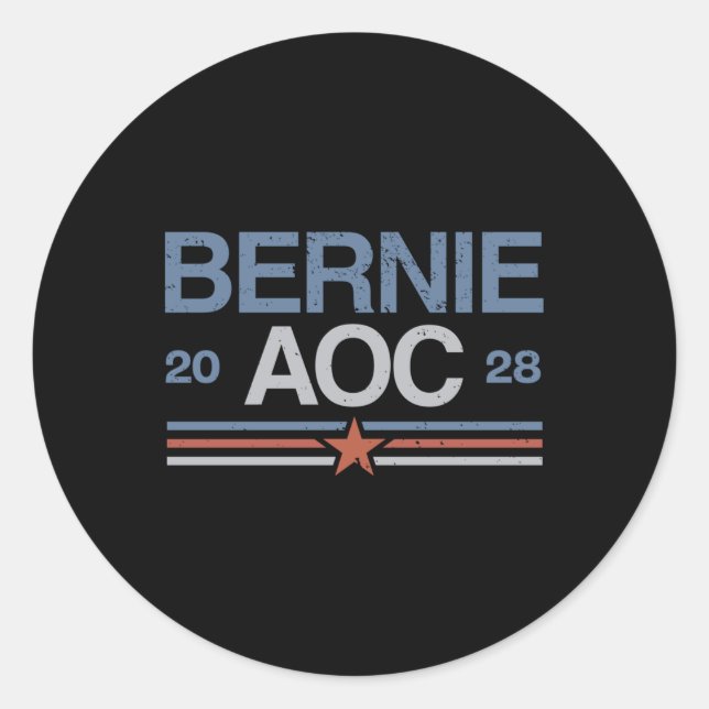 Adesivo Redondo Bernie Sanders E Aoc Long Sleeve (Frente)