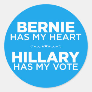 Adesivo Redondo Bernie tem meu coração, Hillary tem minha etique