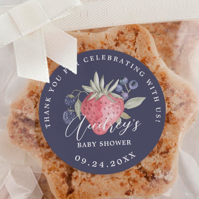 Adesivo Redondo Berries, Chá de fraldas Selvagem, Muito Obrigado (Berry Sweet Baby Shower Wild Berries Thank You Classic Round Sticker)