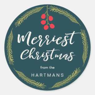 Adesivo Redondo Berries e Pinheiros Personalizados