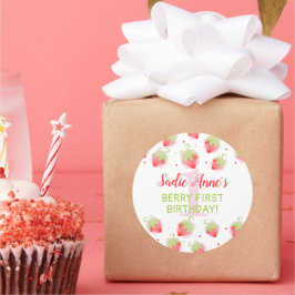 Adesivo Redondo Berries Red Berry Sweet Strawberry Aniversário