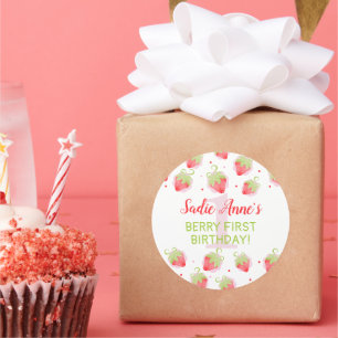 Adesivo Redondo Berries Red Berry Sweet Strawberry Aniversário