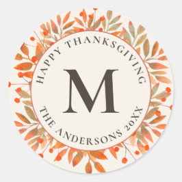 Adesivo Redondo Berries vermelhos e queda deixa monograma marfim