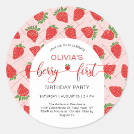 Adesivo Redondo Berry 1st First Birthday Party