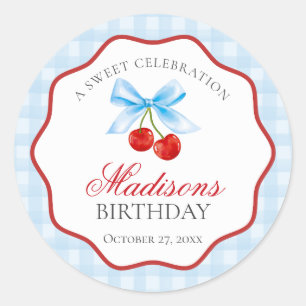 Adesivo Redondo Berry Blue Coquette Arco Birthday Seal