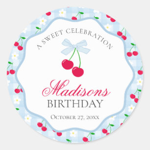 Adesivo Redondo Berry Blue Coquette Arco Birthday Seal