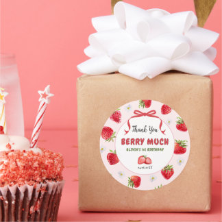 Adesivo Redondo Berry Cute Obrigado primeiro aniversario Sticker
