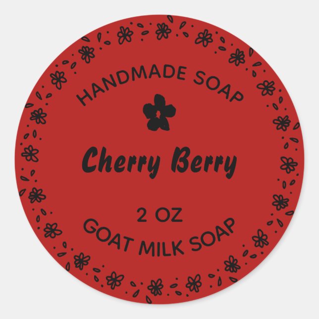 Adesivo Redondo Berry de cereja personalizado de soap de soap feit (Frente)