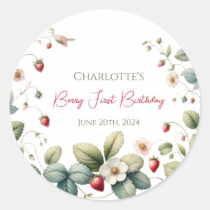 Adesivo Redondo Berry First Birthday