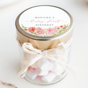 Adesivo Redondo Berry First Strawberry Summer primeiro aniversario