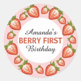 Adesivo Redondo Berry Girl rosa Strawberry
