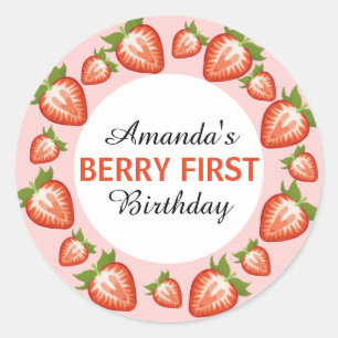 Adesivo Redondo Berry Girl rosa Strawberry