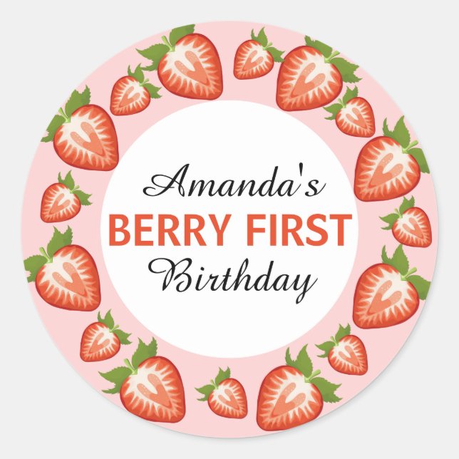 Adesivo Redondo Berry Girl rosa Strawberry (Frente)