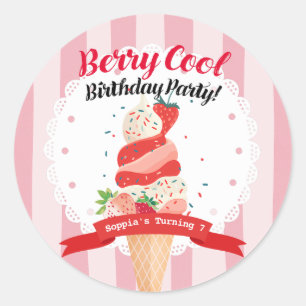 Adesivo Redondo Berry Legal Strawberry Sorvete Birthday
