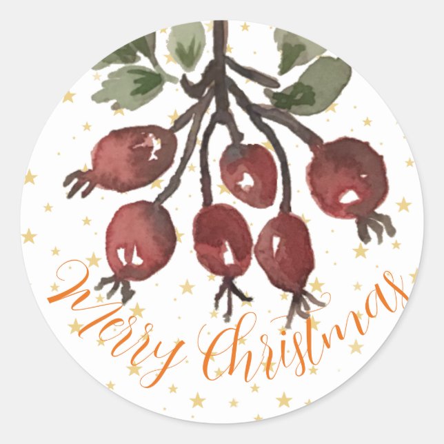Adesivo Redondo Berry Merry Christmas Sticker (Frente)