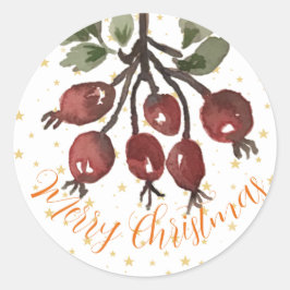 Adesivo Redondo Berry Merry Christmas Sticker