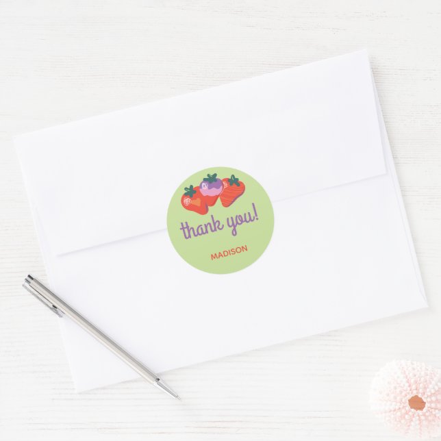Adesivo Redondo Berry Special Strawberry Aniversário - Kiwi (Envelope)