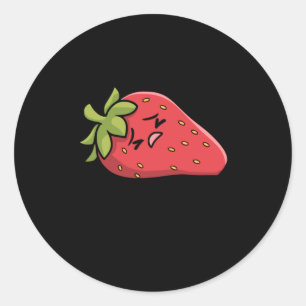 Adesivo Redondo Berry Stress! Engraçado Saúde Mental Starwberry St