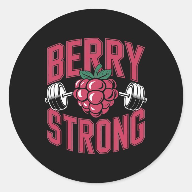 Adesivo Redondo Berry Strong - Edifício de porcos para levantament (Frente)