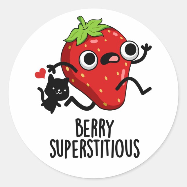 Adesivo Redondo Berry Superstitious Funny Fruta Pun (Frente)