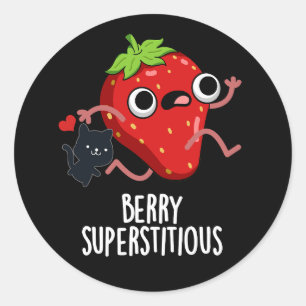 Adesivo Redondo Berry Superstitious Funny Fruta Pun Dark BG