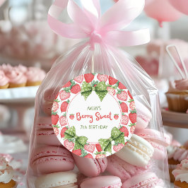 Adesivo Redondo Berry Sweet 7th Birthday Strawberry Party 