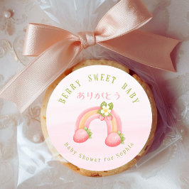 Adesivo Redondo Berry Sweet Baby Strawberry Rainbow Pink