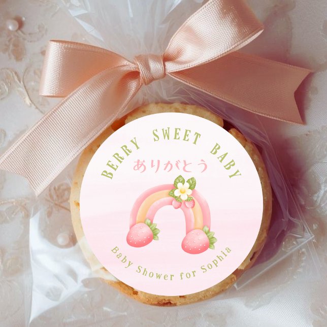 Adesivo Redondo Berry Sweet Baby Strawberry Rainbow Pink (Criador carregado)