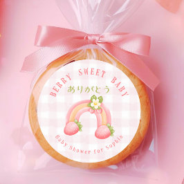 Adesivo Redondo Berry Sweet Baby Strawberry Rainbow Pink Gingham