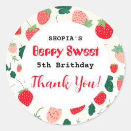 Adesivo Redondo Berry Sweet Birthday Convite