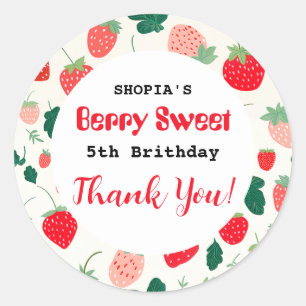 Adesivo Redondo Berry Sweet Birthday Convite
