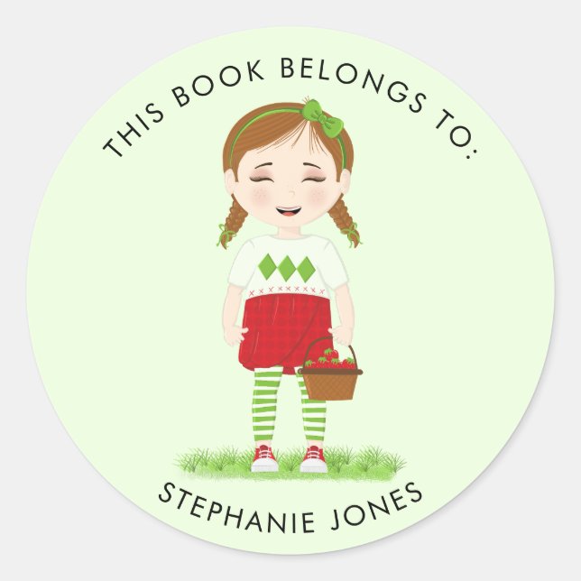 Adesivo Redondo Berry Sweet Birthday Este Livro Pertence (Frente)