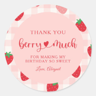 Adesivo Redondo Berry Sweet Birthday Obrigado Sticker