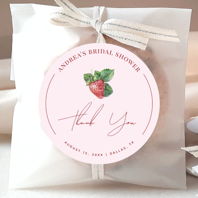 Adesivo Redondo Berry Sweet Bridal Shower Thank You (Criador carregado)