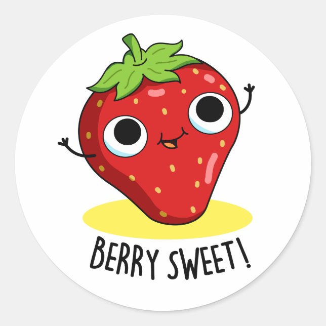 Adesivo Redondo Berry Sweet Funny Strawberry Pun (Frente)