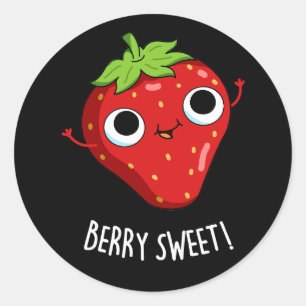 Adesivo Redondo Berry Sweet Funny Strawberry Pun Dark BG