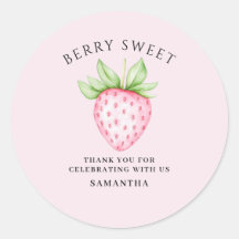 Berry Sweet Pink Strawberry Watercolor Baby Shower