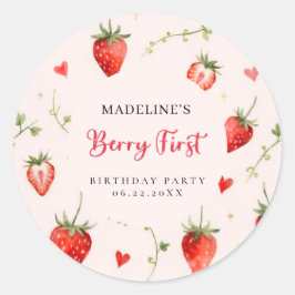 Adesivo Redondo Berry Sweet Strawberry Arch Summer 1st Birthday