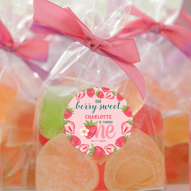 Adesivo Redondo Berry Sweet Strawberry Baby Party (Criador carregado)