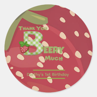 Adesivo Redondo Berry Sweet Strawberry Birthday 