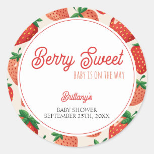 Adesivo Redondo Berry Sweet Strawberry Chá de fraldas
