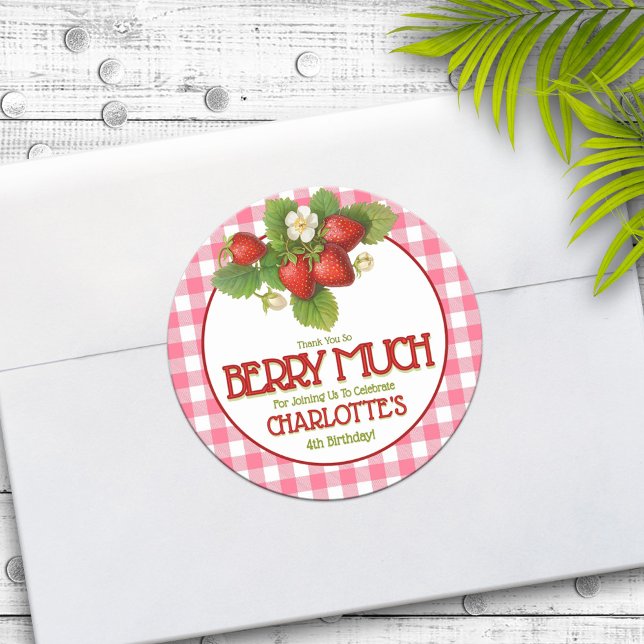 Adesivo Redondo Berry Sweet Strawberry Festa de aniversário Obriga (Criador carregado)