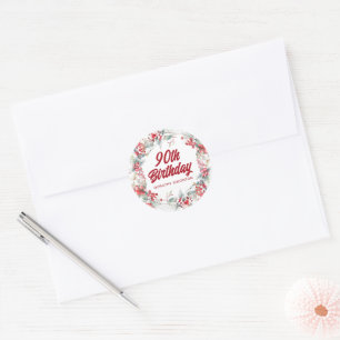 Adesivo Redondo Berry Wreath Winter 90 Birthday Envelope Seal