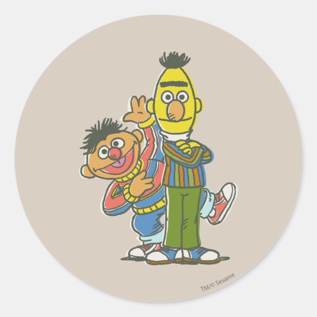 Adesivo Redondo Bert e Ernie Estilo Clássico (Frente)