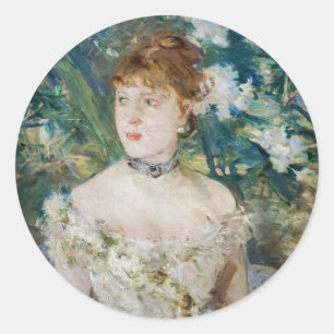 Adesivo Redondo Berthe Morisot - Jovem Menina em Traje de Baile