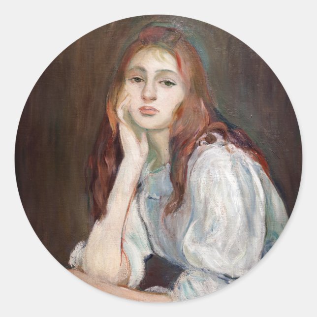 Adesivo Redondo Berthe Morisot - Julie Daydreaming (Frente)