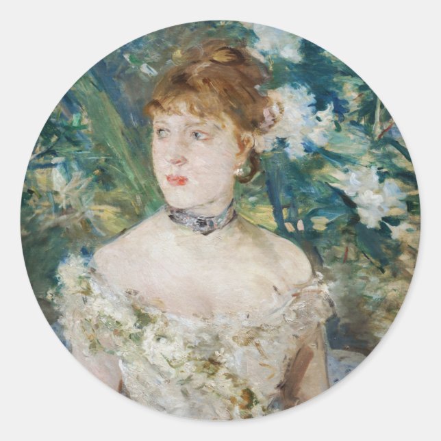 Adesivo Redondo Berthe Morisot - Rapariga pequena em um palhaço (Frente)