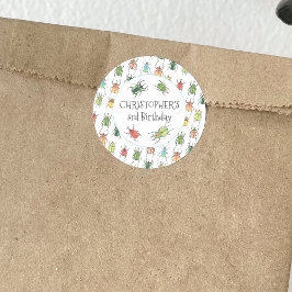 Adesivo Redondo Besouros Bugs Aniversário Infantil