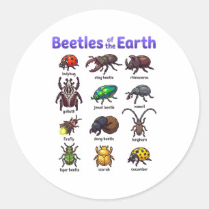 Adesivo Redondo Besouros Da Terra Camiseta De Insetos Bugs Kawaii