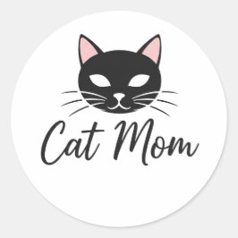 Adesivo Redondo Best Cat Mom Ever Cute Funny Cat Lover Stickers